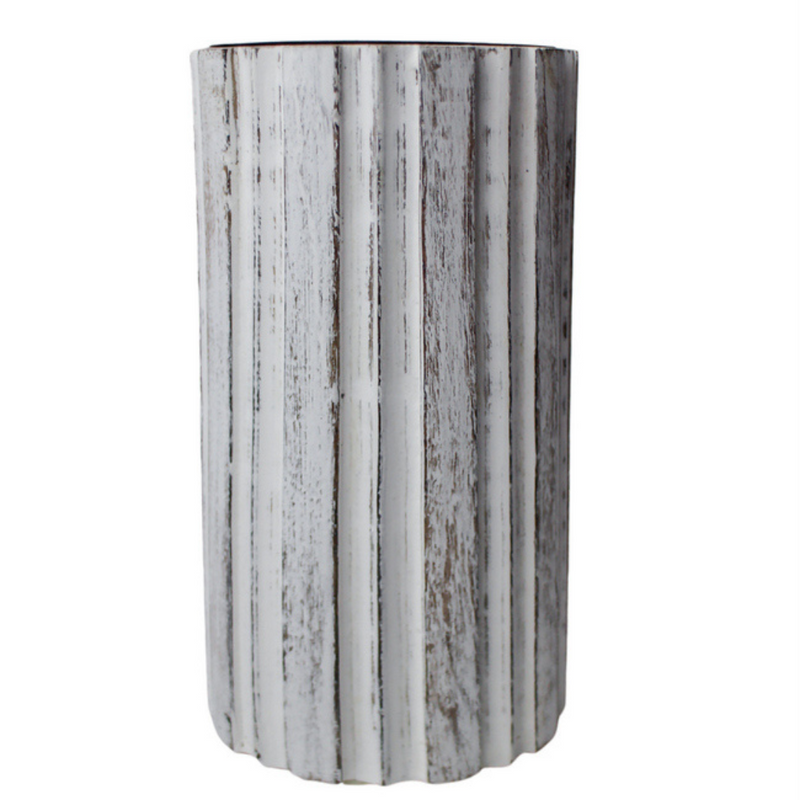 Ronis MWood Candle Holder 20x10cm White