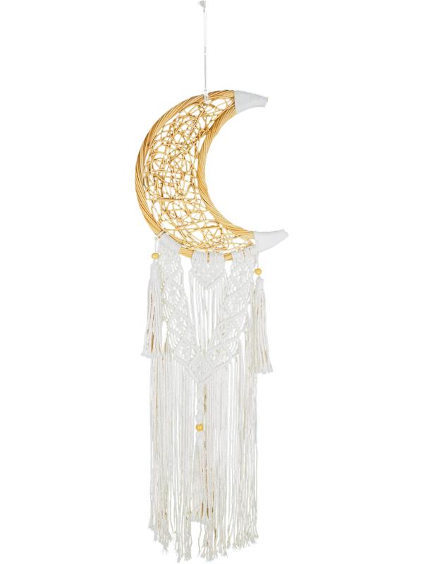 Large macrame wall art with moon design 120cm boho neutral wall hanging for bedroom, nursery and living room décor