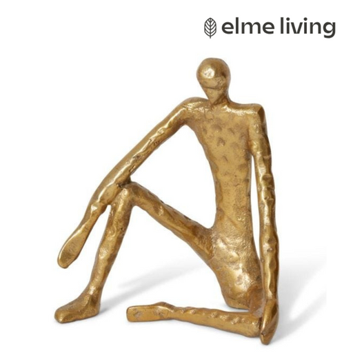 Ronis Man Sitting Sculpture Antique Gold 20x13x23cm