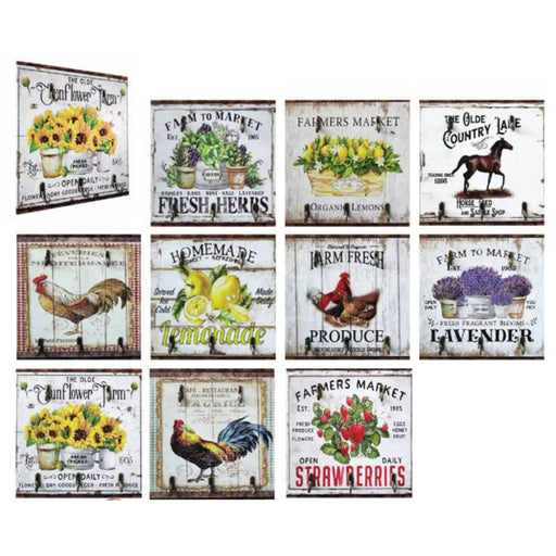 Ronis Man Shed Wooden Key Holders Three Hook 20x20x3cm Assorted