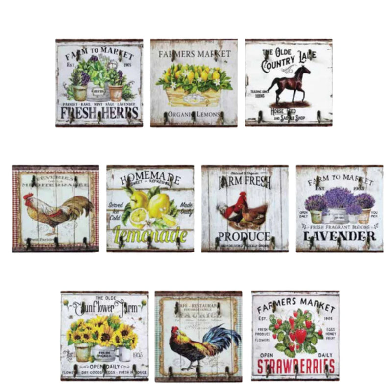 Ronis Man Shed Wooden Key Holders Three Hook 20x20x3cm Assorted