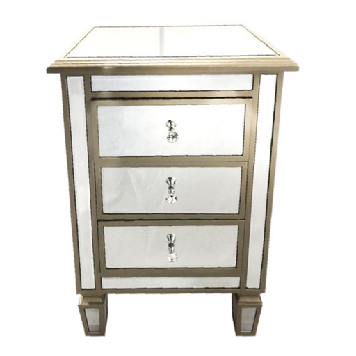 Ronis Manhattan Bedside Table Mirrored Furniture Champagne