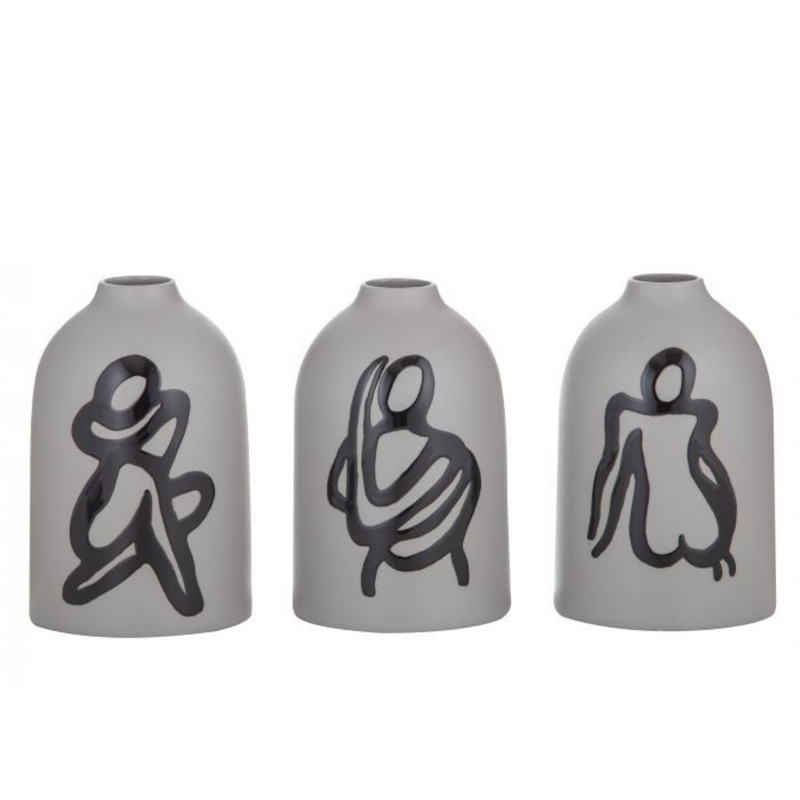 Mano vase 10x10x16cm grey assorted small modern decorative vase for single stems and minimalist home décor styling