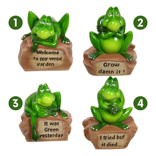 Ronis Marble Garden Frog with Words 12cm Green 4 Asstd