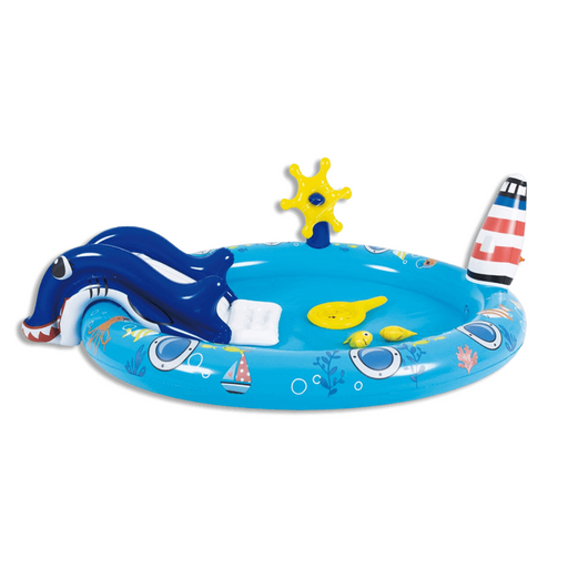 Inflatable Marine Life Spray Pool with vibrant sea creature prints and spacious interior