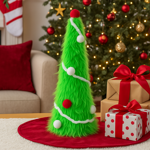 Mean Green Cone Tree 34cm Christmas decoration – Grinch-inspired festive tabletop tree in bold green finish