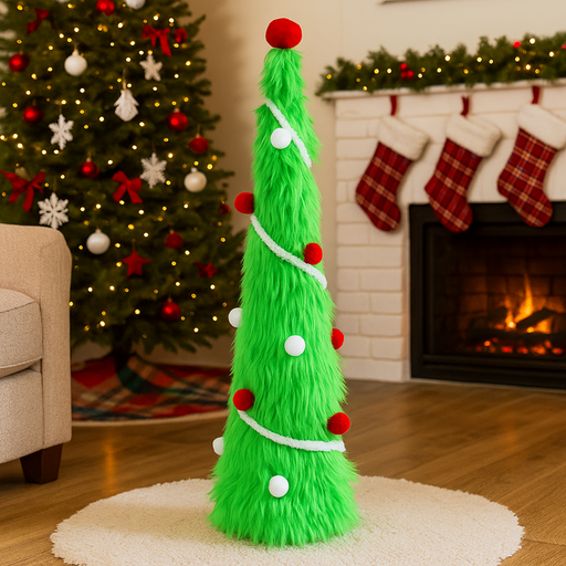 Mean Green Cone Tree 54cm – Tall Grinch-style Christmas decoration in bright green, perfect for holiday displays
