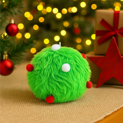 Mean Green Fur Bauble 15cm – Fluffy bright green Grinch-style Christmas ornament for tree decorating
