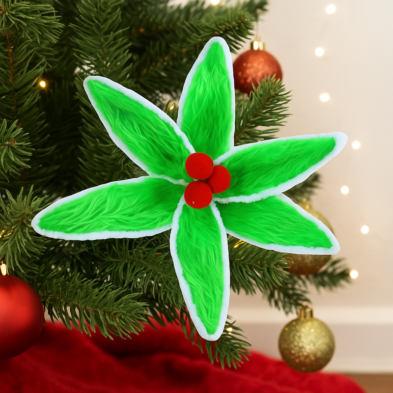 Mean Green Fur Flower 38cm – Bright green Grinch-inspired faux fur Christmas flower pick for whimsical holiday decorating