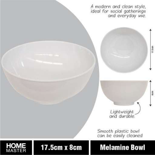 Ronis Melamine Bowl Round 17.5cmD x 8cm White