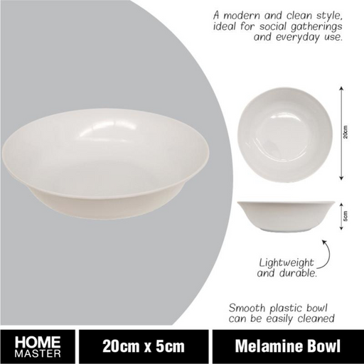 Ronis Melamine Bowl Round 20cmD x 5cm White