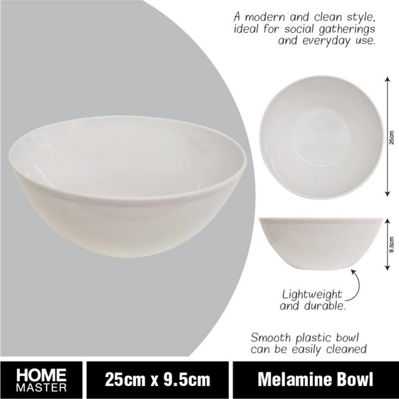 Ronis Melamine Bowl Round 25cmD x 9cm White