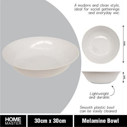 Ronis Melamine Bowl Round 30cmD x 8cm White