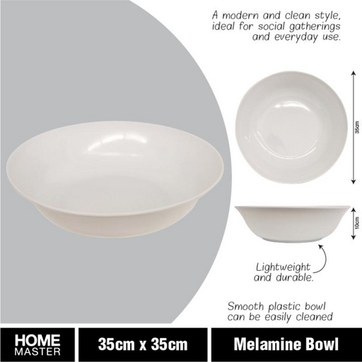 Ronis Melamine Bowl Round 35cmD x 9cm White