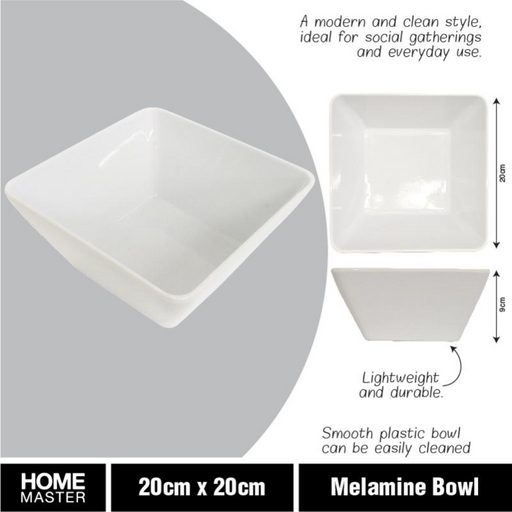 Ronis Melamine Bowl Square 20x8.5cm White