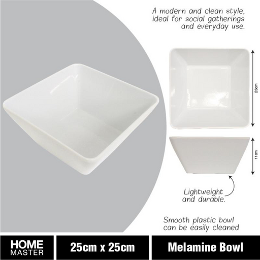 Ronis Melamine Bowl Square 25x10.5cm White