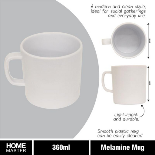 Ronis Melamine Mug with Handle 8x8cm White 360ml