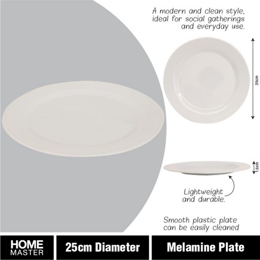 Ronis Melamine Plate Round 25cmD x 1.9cm White