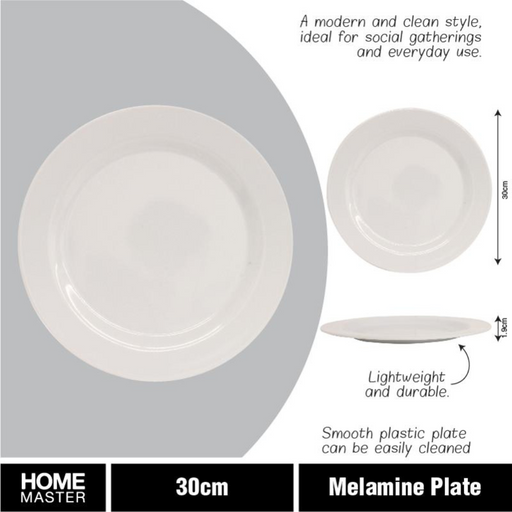 Ronis Melamine Plate Round 30cmD x 1.9cm White