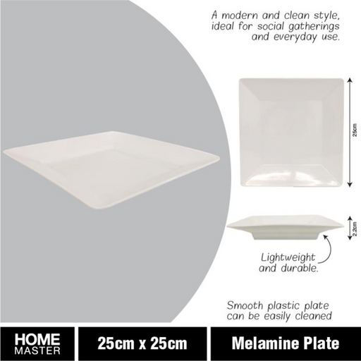 Ronis Melamine Plate Square 24.5x2.5cm White