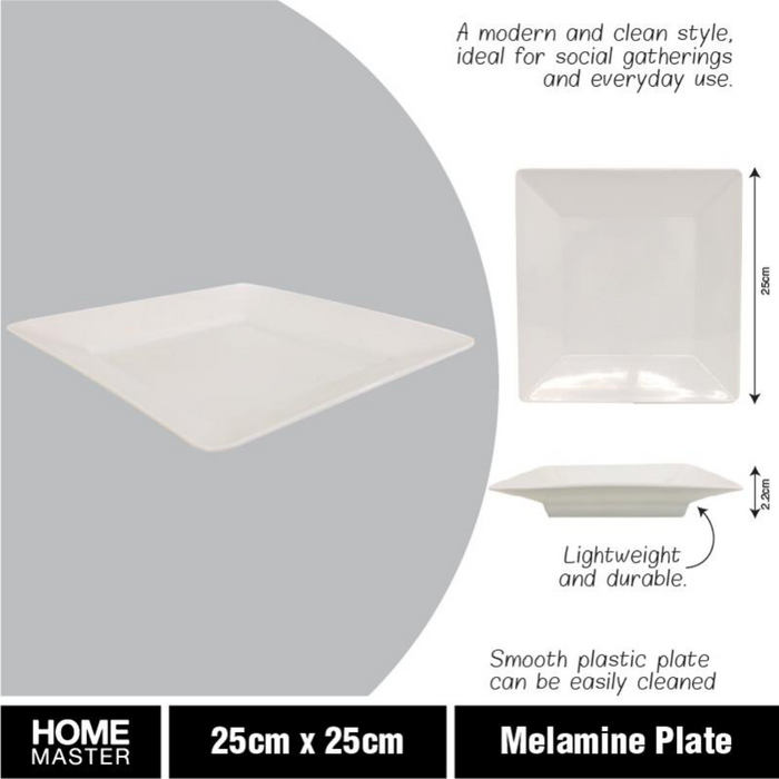 Ronis Melamine Plate Square 24.5x2.5cm White