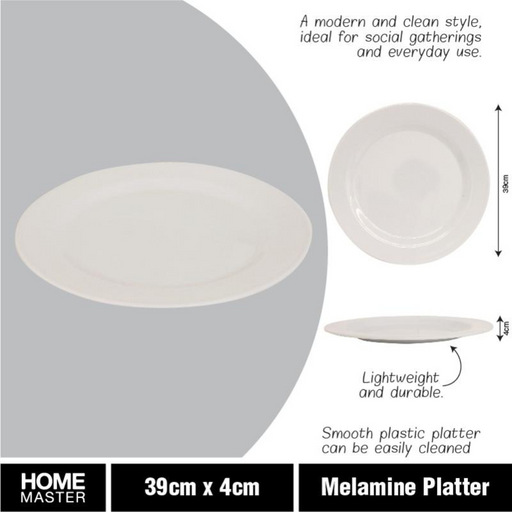 Ronis Melamine Platter Plate Round 39cmD x 4cm White
