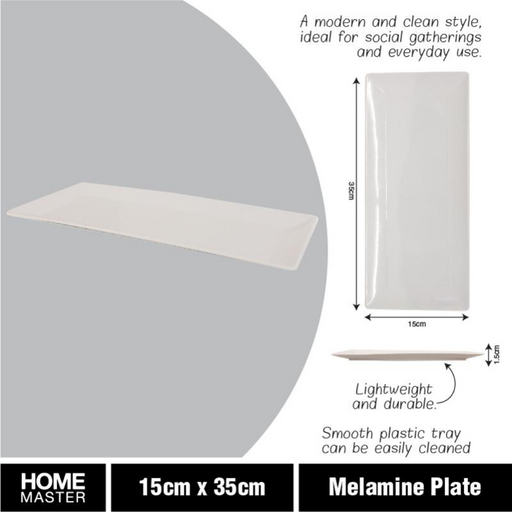 Ronis Melamine Platter Tray Rectangular 35x15x1.5cm White