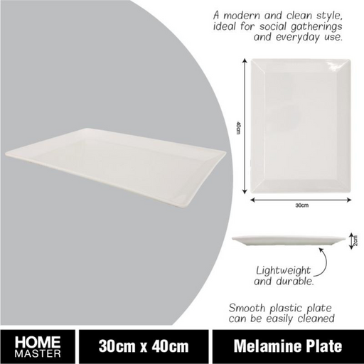 Ronis Melamine Platter Tray Rectangular 40x30x2.5cm White