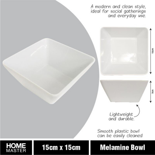 Ronis Melamine Square Bowl 15x7cm White