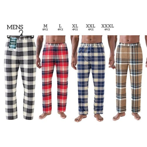 Men’s basic flannel straight pants in assorted Series 1 designs, offering soft, comfortable warmth for sleep and everyday lounging.