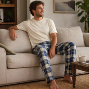 Men’s basic flannel straight pants in assorted Series 1 designs, offering soft, comfortable warmth for sleep and everyday lounging. – thumbnail