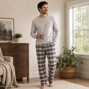 Men’s basic flannel straight pants in assorted Series 2 designs, offering soft, comfortable warmth for sleep and everyday lounging. – thumbnail