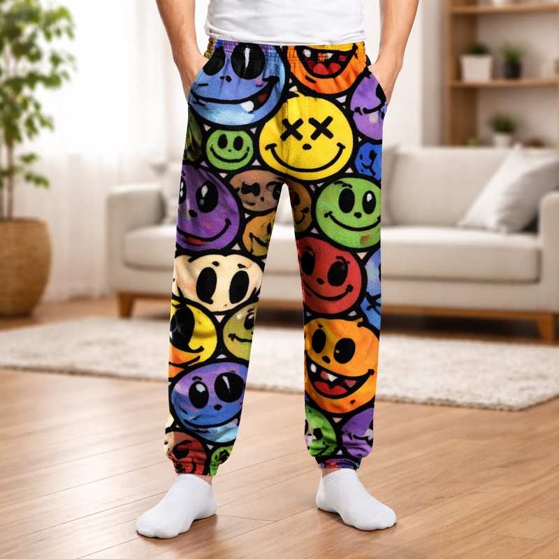 Men’s Snuggy Sherpa pants in assorted Style 2 designs, featuring ultra-soft fleece for warm, cosy comfort during colder days and nights.