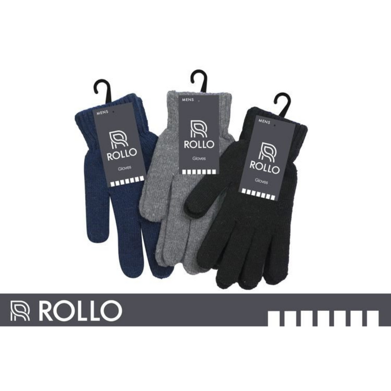 Mens knitted gloves in assorted colours for classic everyday winter warmth.