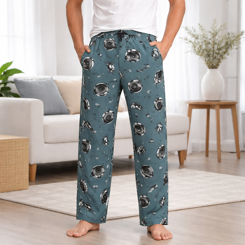 Men’s PJ lounge pants in assorted Series 1 designs, available in sizes M to 3XL, offering soft, relaxed comfort for lounging and sleep.
