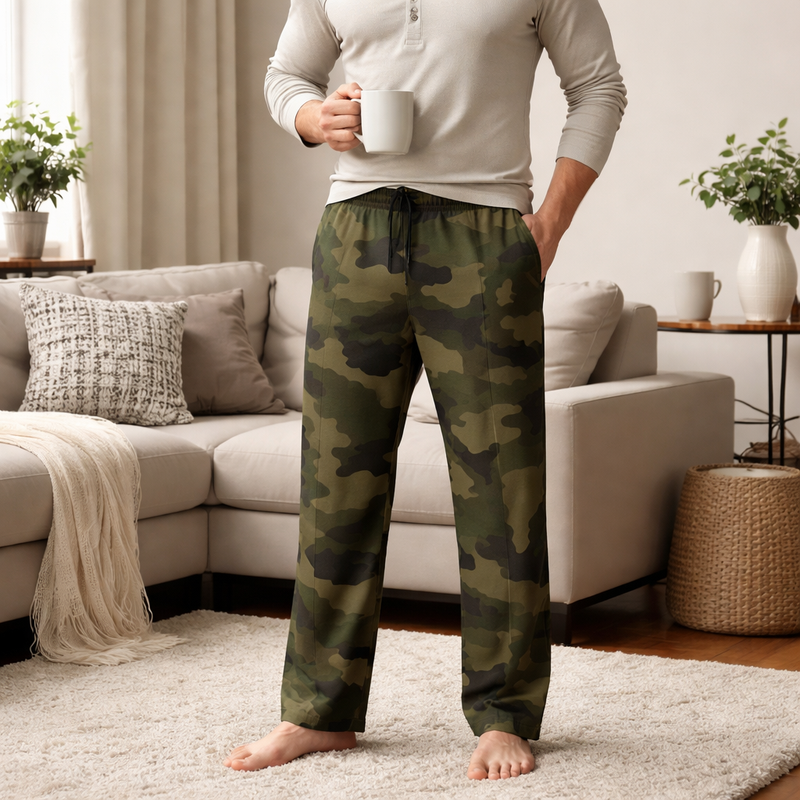 Men’s PJ lounge pants in assorted Series 1 designs, available in sizes M to 3XL, offering soft, relaxed comfort for lounging and sleep.