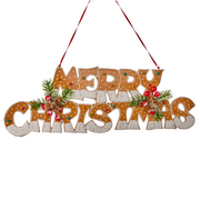 Merry Christmas sign styled like a gingerbread cookie with icing and candy details, 48cm long – thumbnail