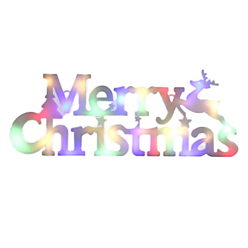 Merry Christmas With Suction Cup Multicolour 27.5x10.5x1.4cm – festive LED window sign decoration for holiday displays
