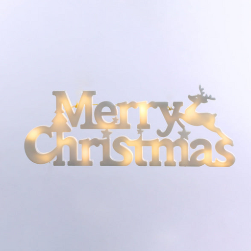Merry Christmas With Suction Cup Warm White 27.5x10.5x1.4cm – LED festive window sign with warm glow for holiday décor