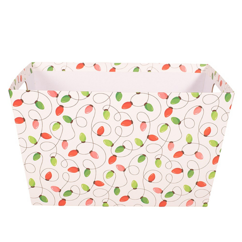 Merry and Bright red Christmas hamper box with festive design, 33.5x23.5x20cm