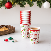 Merry and Bright disposable paper cups 9oz, 12 pack, with festive Christmas design