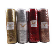 Assorted mesh metallic rolls in gold, red, pink, and white, 26cm x 10m each