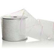 Roll of white mesh ribbon, 10cm wide and 10m long, ideal for crafts and decorating – thumbnail