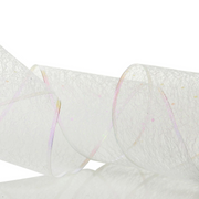 Roll of white mesh ribbon, 10cm wide and 10m long, ideal for crafts and decorating – thumbnail