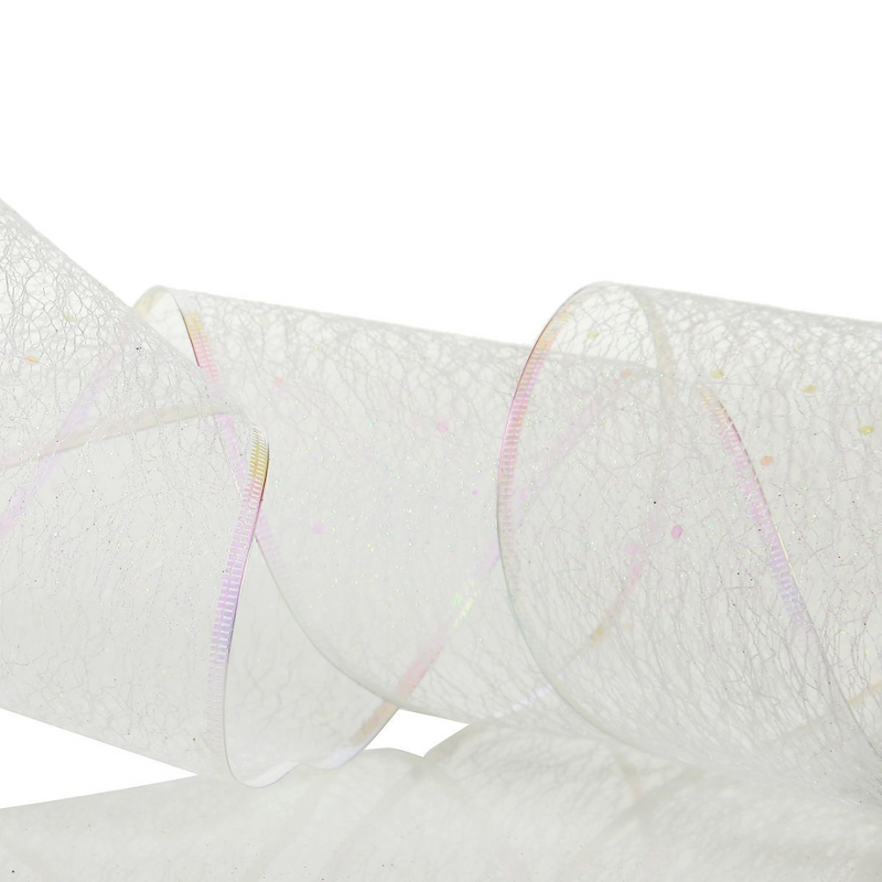 Roll of white mesh ribbon, 10cm wide and 10m long, ideal for crafts and decorating