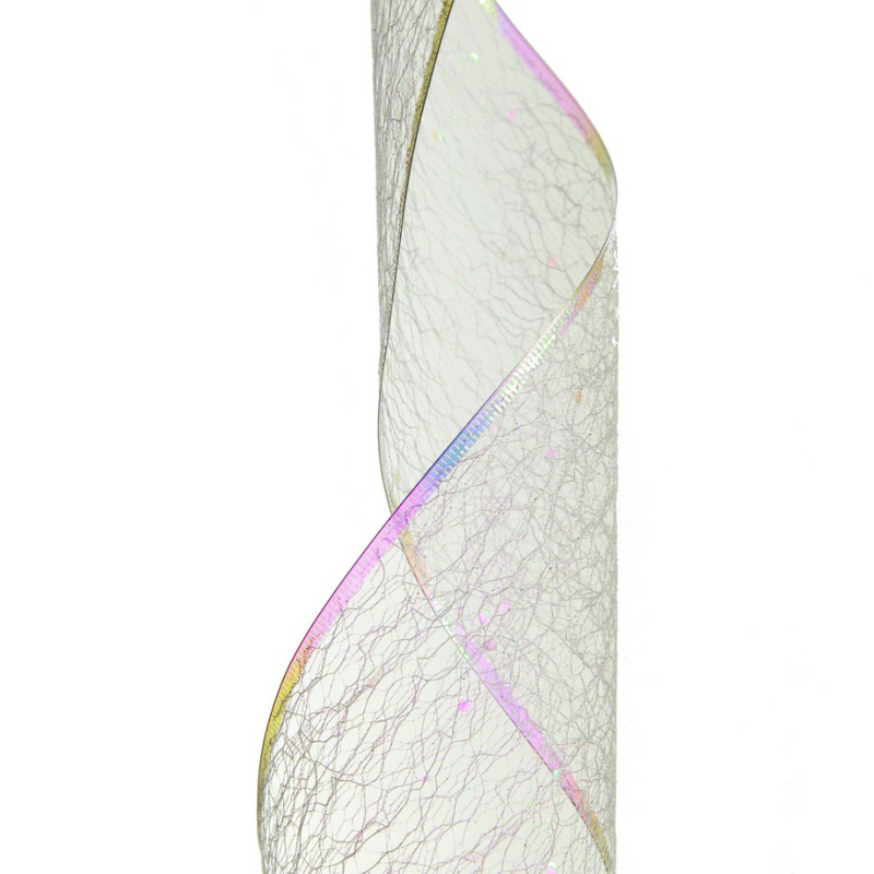 Roll of white mesh ribbon, 10cm wide and 10m long, ideal for crafts and decorating