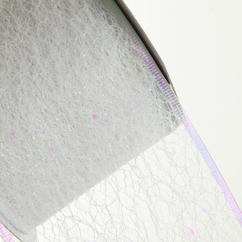 Roll of white mesh ribbon, 10cm wide and 10m long, ideal for crafts and decorating