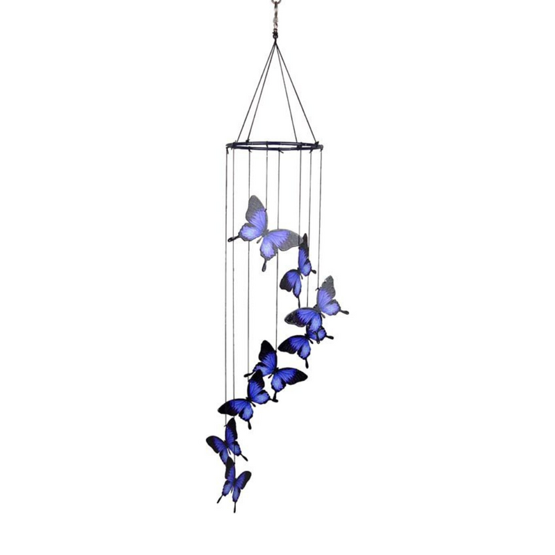 Ronis Metal 8-Pc Blue Ulysses Butterfly Wind Chime