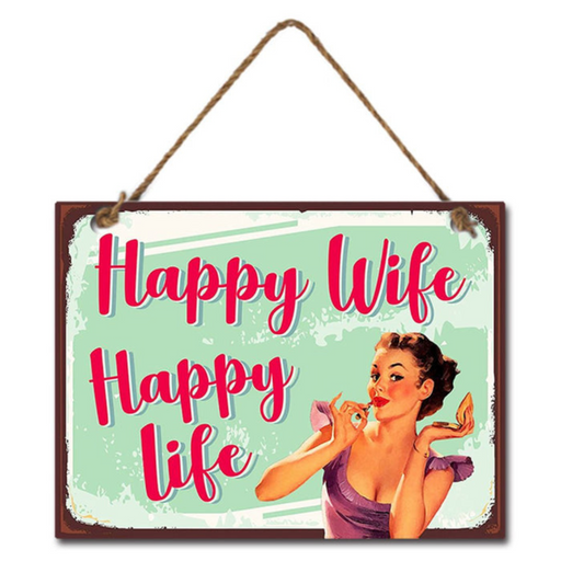 Ronis Metal Happy Wife Wall Hanging 20x15cm