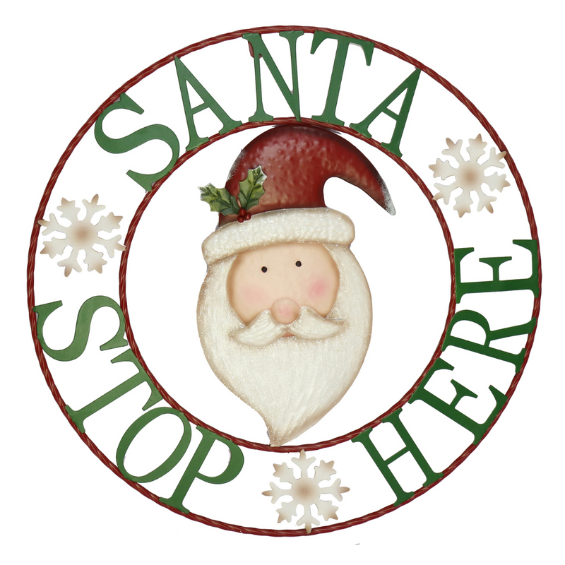 Ronis Metal Santa Stop Here Plaque